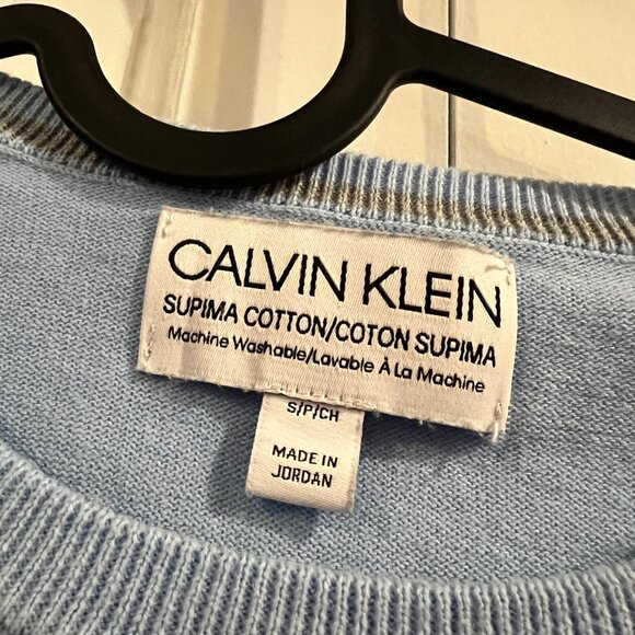 MEN Calvin Klein baby blue Sweater 100% Cotton - Picture 3 of 4